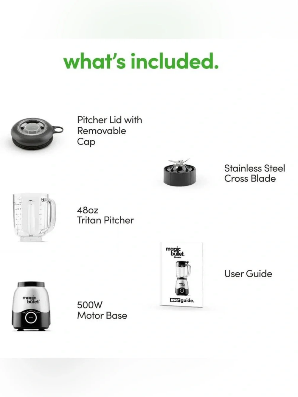 Magic Bullet Countertop Blender 500 Watt Motor Base - New
